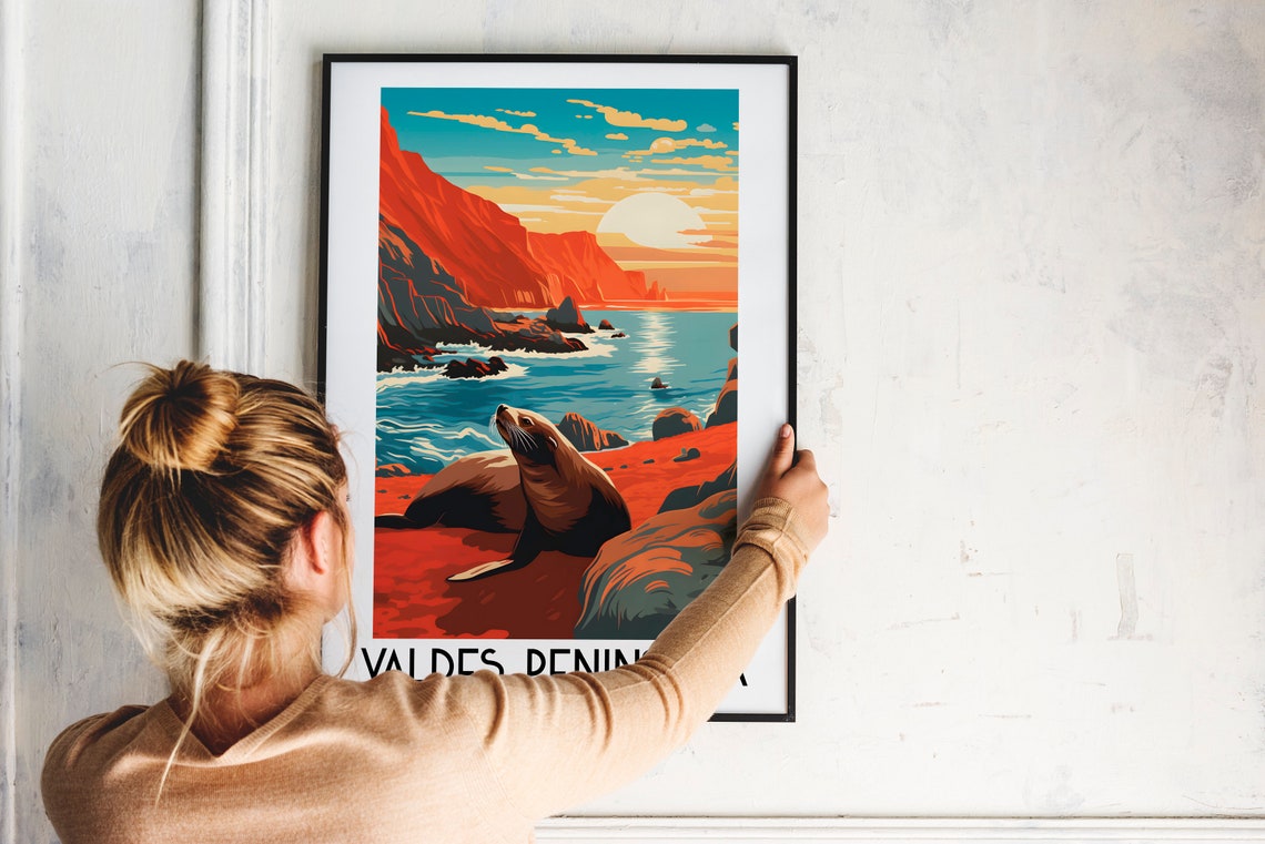 Valdes Peninsula Argentina Sea Lion Beach Sunset Coast Poster - Image 2