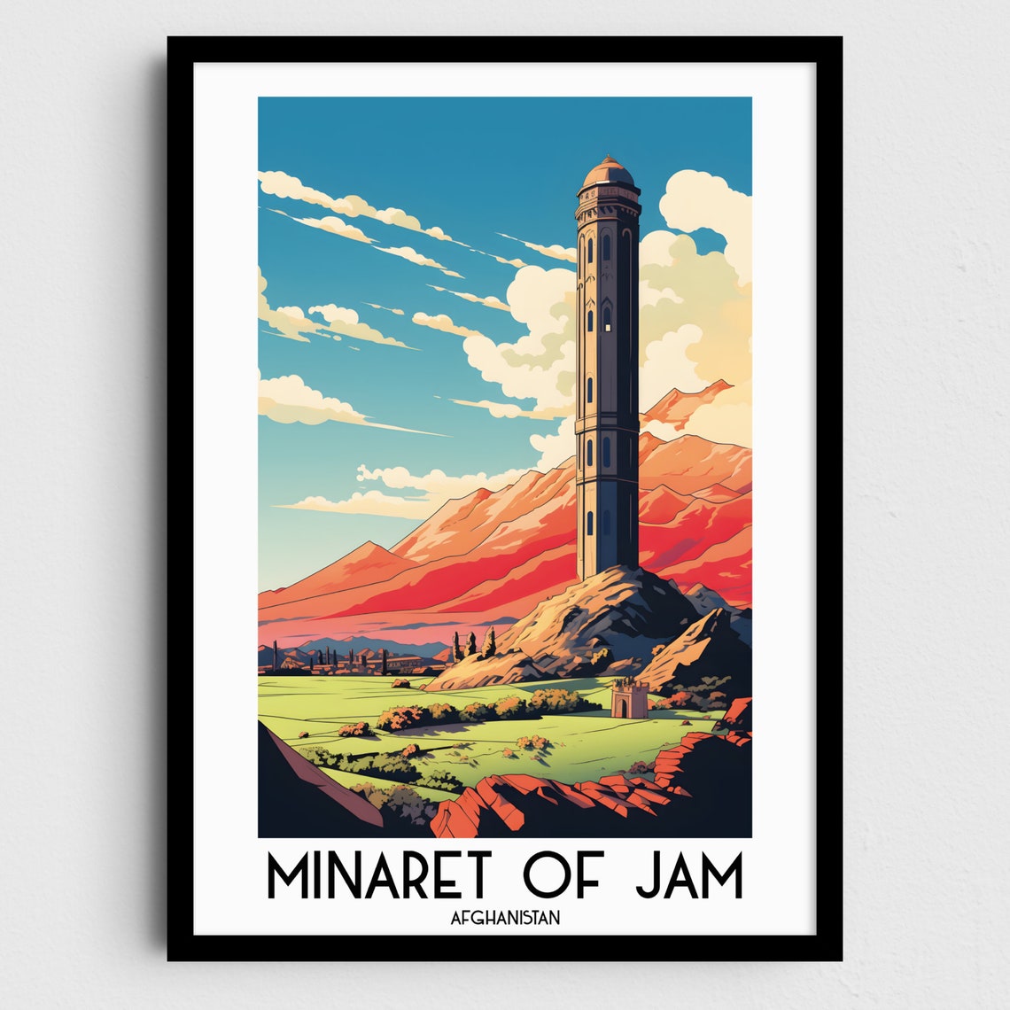 Minaret of Jam Afghanistan Historic Tower Red Mountains Poster
