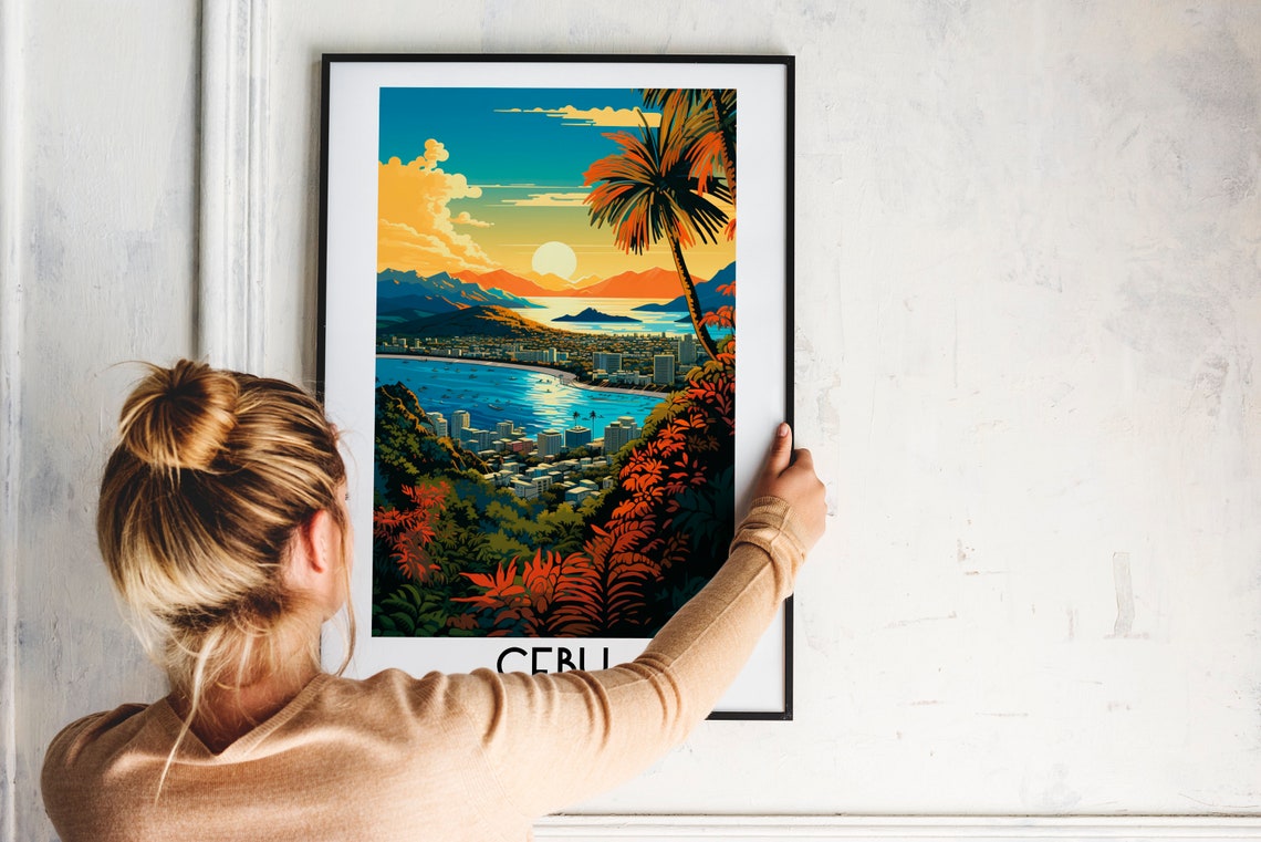 Cebu Philippines Sunset Bay City Skyline Tropical Travel Poster - Image 2