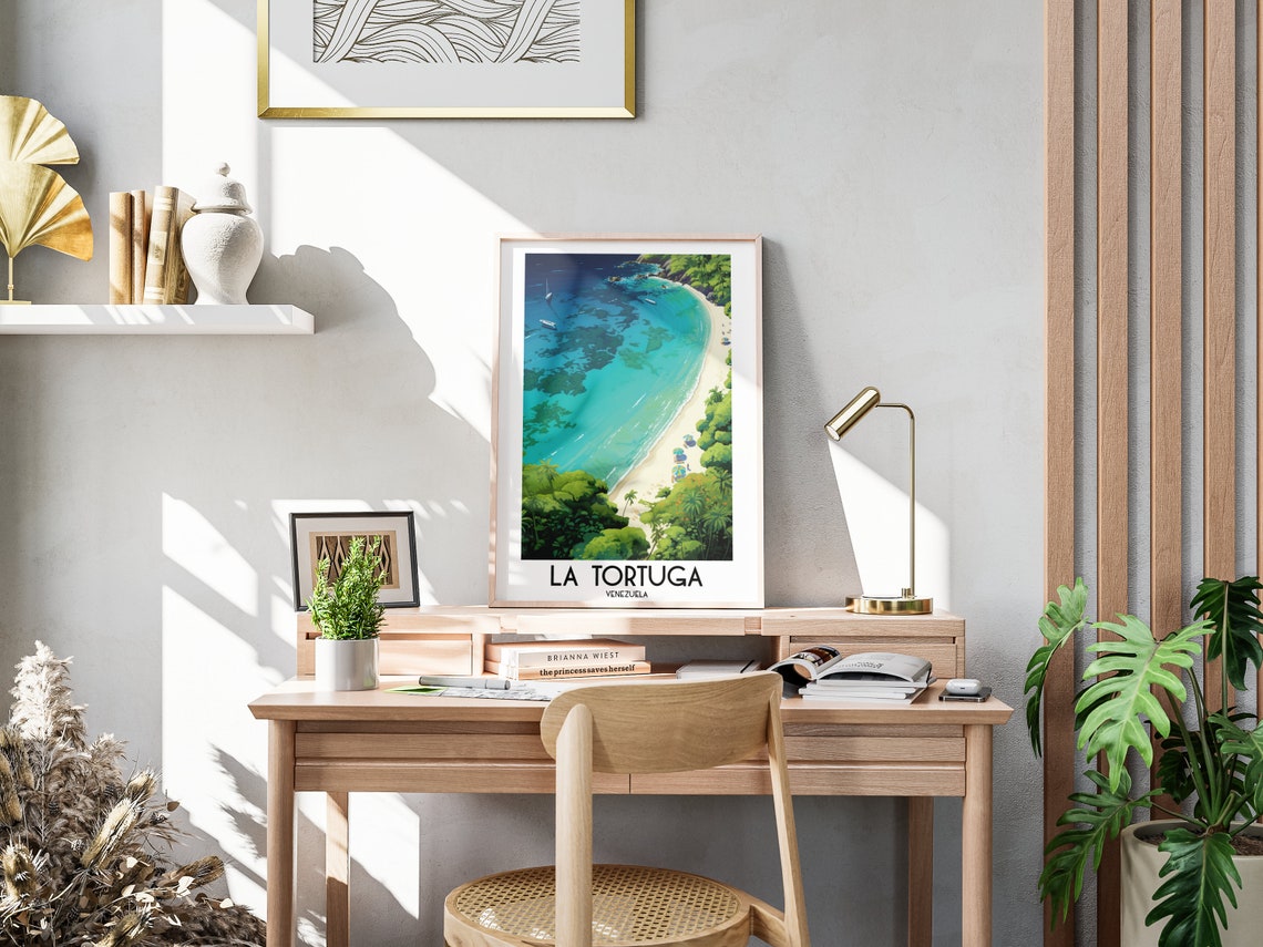 La Tortuga Island Beach Aerial View Venezuela Travel Art Poster - Image 3