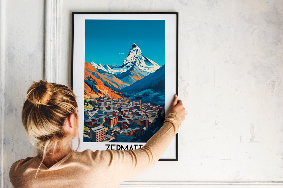 Zermatt Switzerland Matterhorn Village Alpine Summit Travel Poster - Image 2