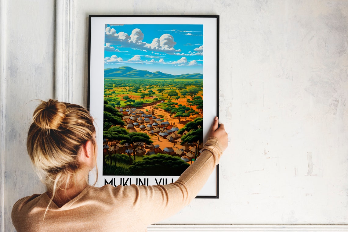 Mukuni Village Traditional Thatched Huts Savanna Zambia Travel Poster - Image 2