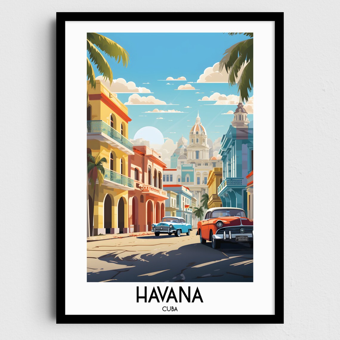Havana Travel Poster, Cuba Caribbean Wall Art