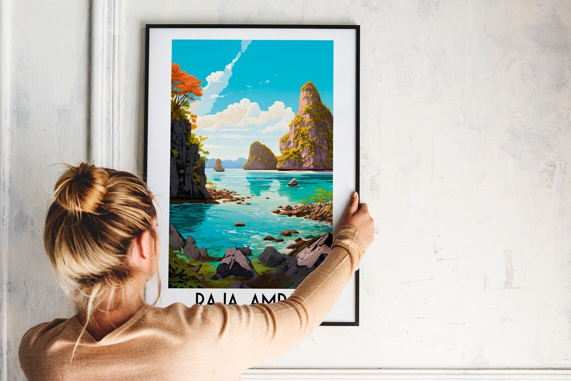 Raja Ampat Indonesia Turquoise Lagoon Karst Islands Travel Poster - Image 2