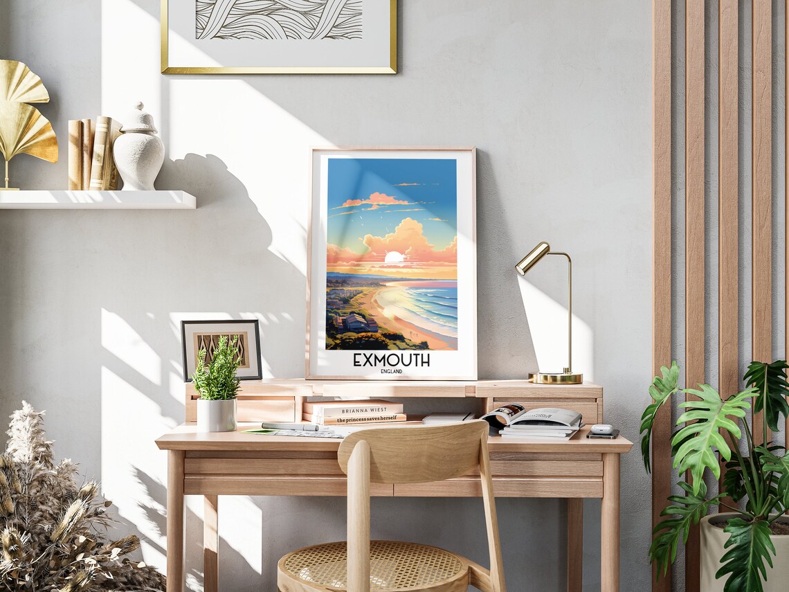 Exmouth England Sunset Beach Golden Sun Seaside Travel Art Poster - Image 3