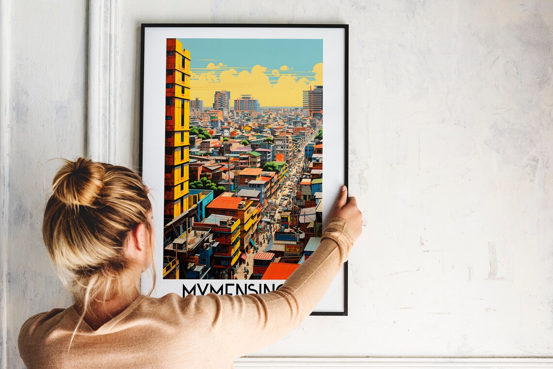 Mymensingh Bangladesh Colorful Busy City Street Scene Poster - Image 2