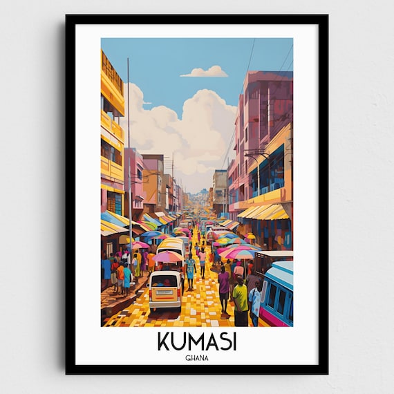 Kumasi Travel Wall Art Ghana Painting Gifts Africa Home Decor Prints Posters Handmade Art Ghanaian