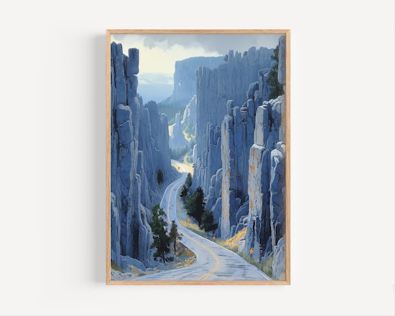 Needles Highway South Dakota Custer State Park Oil Painting Style Poster