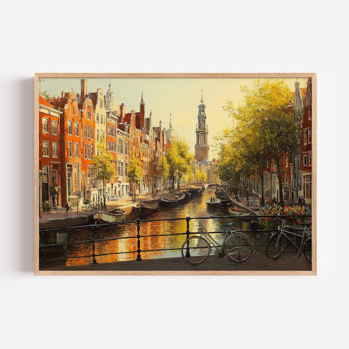 Amsterdam Landscape Oil Painting Travel Poster