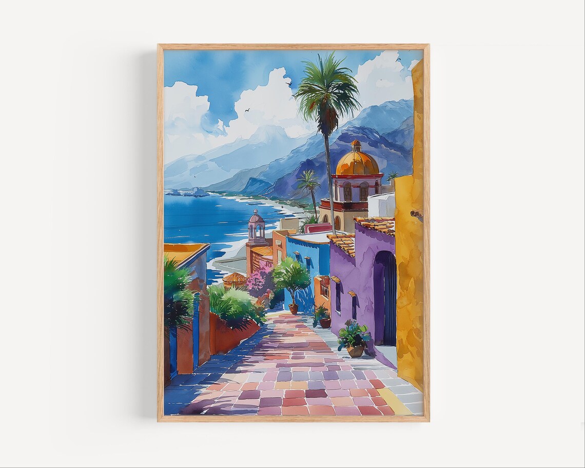 Todos Santos Mexico Watercolor Travel Poster