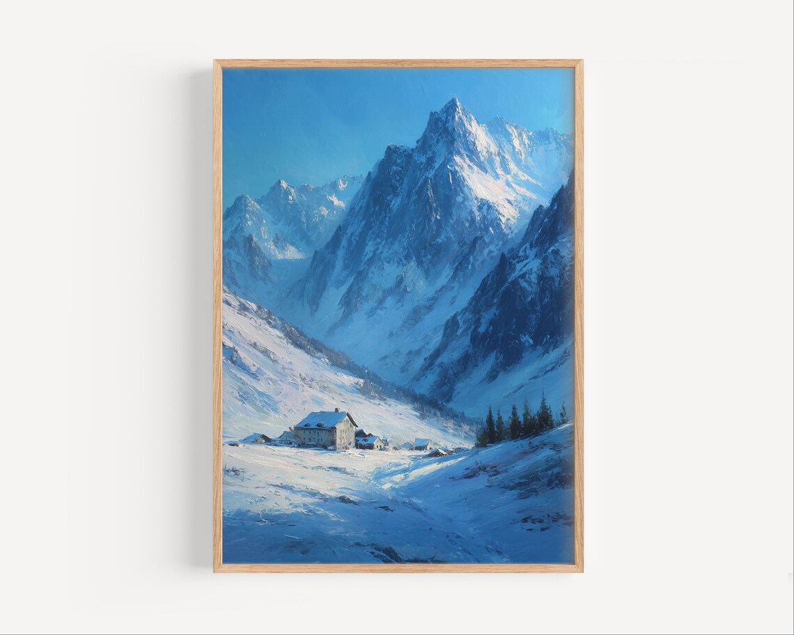French Alps Snowy Peaks Alpine Village Winter Wonderland Poster
