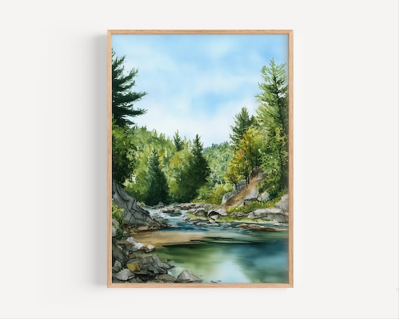 Cuyahoga Valley Tranquil Forest River Watercolor Ohio Poster