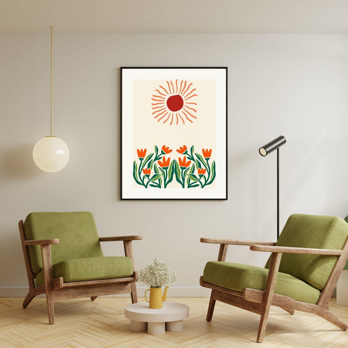 Matisse Inspired Sun And Orange Flowers Modern Abstract Wall Poster - Image 7