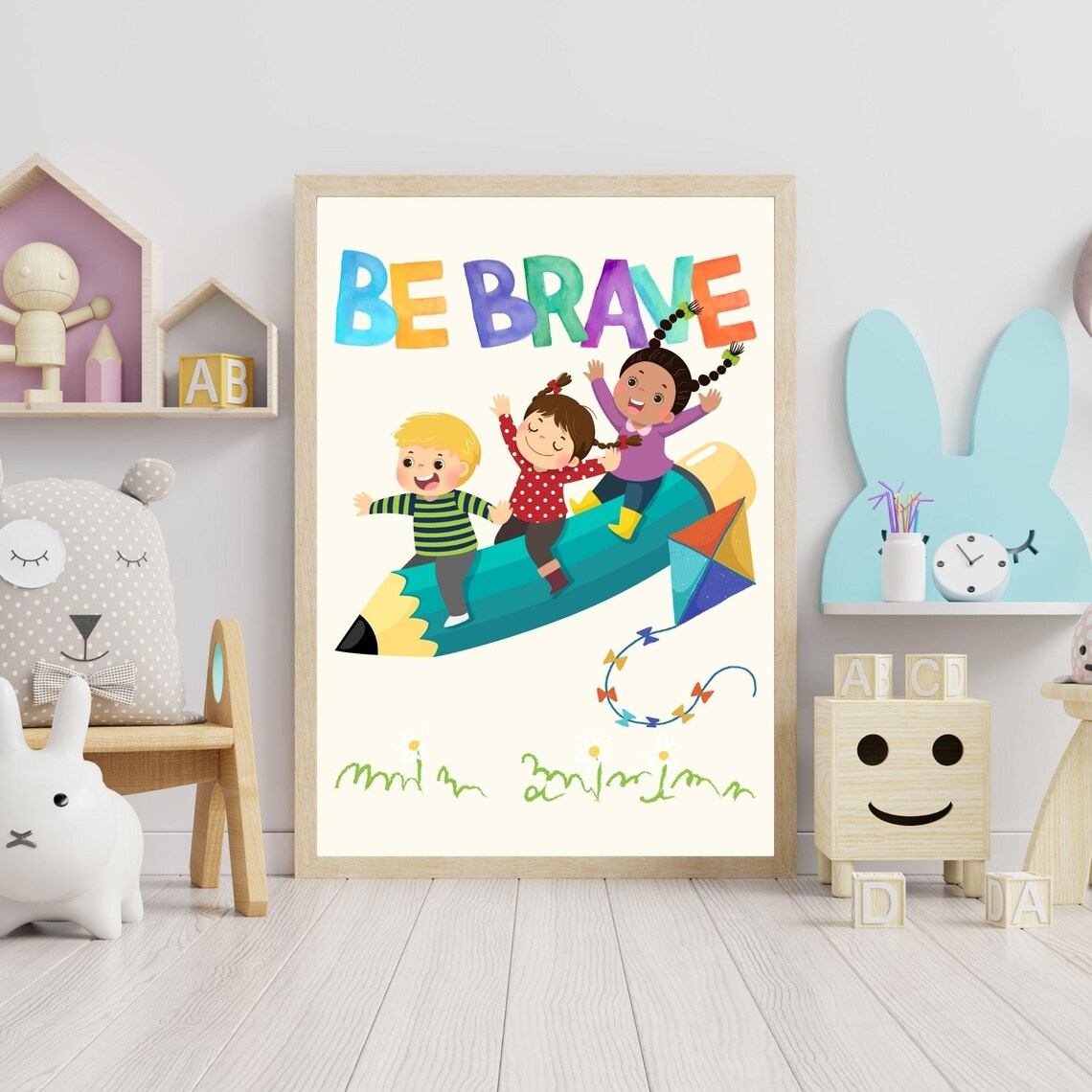 Be Brave Whimsical Inspirational Kids Wall Art