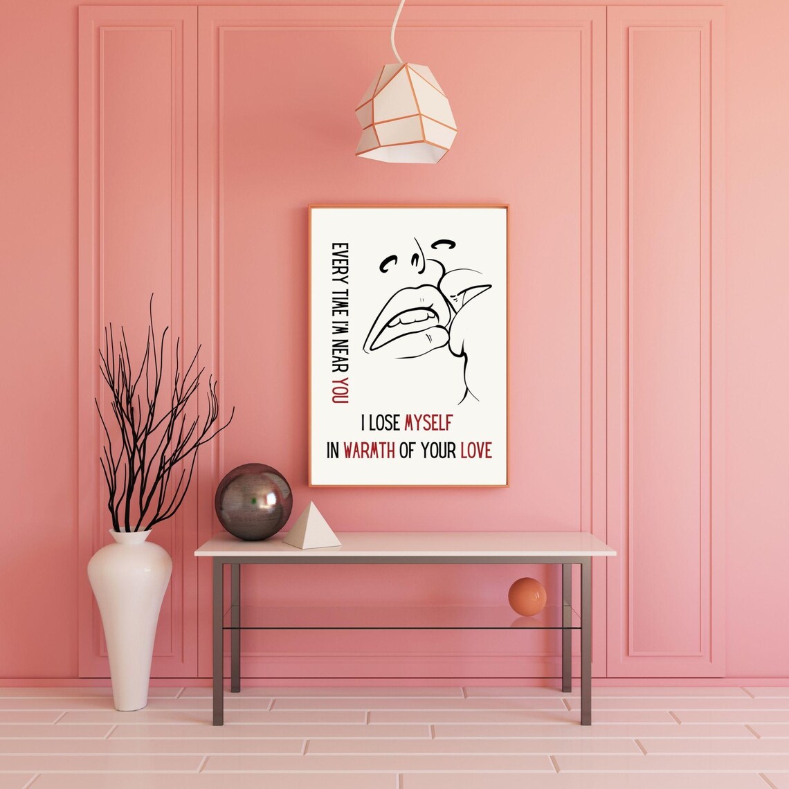 Every Time I'm Near You Romantic Kiss Line Art Love Quote Wall Poster - Image 4