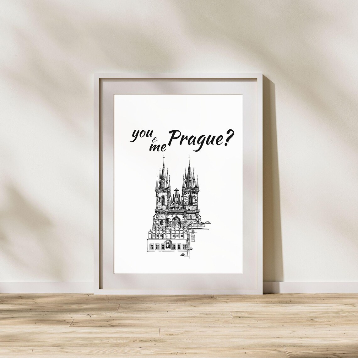 You And Me Prague Romantic Minimalist Travel Art - Image 4