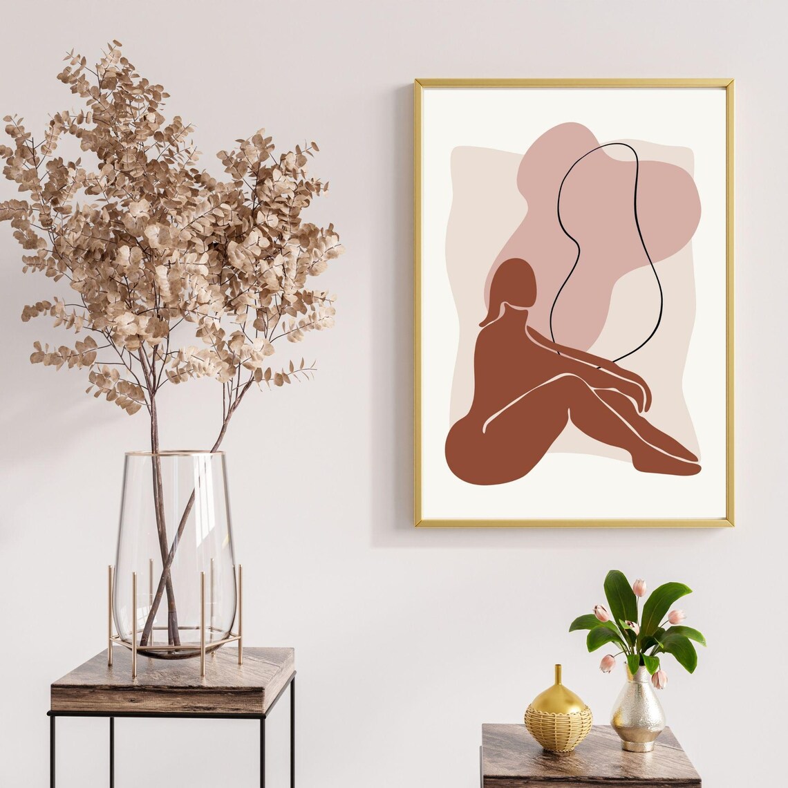 Matisse Boho Seated Woman Terracotta Line Art Feminine Wall Art Poster - Image 4