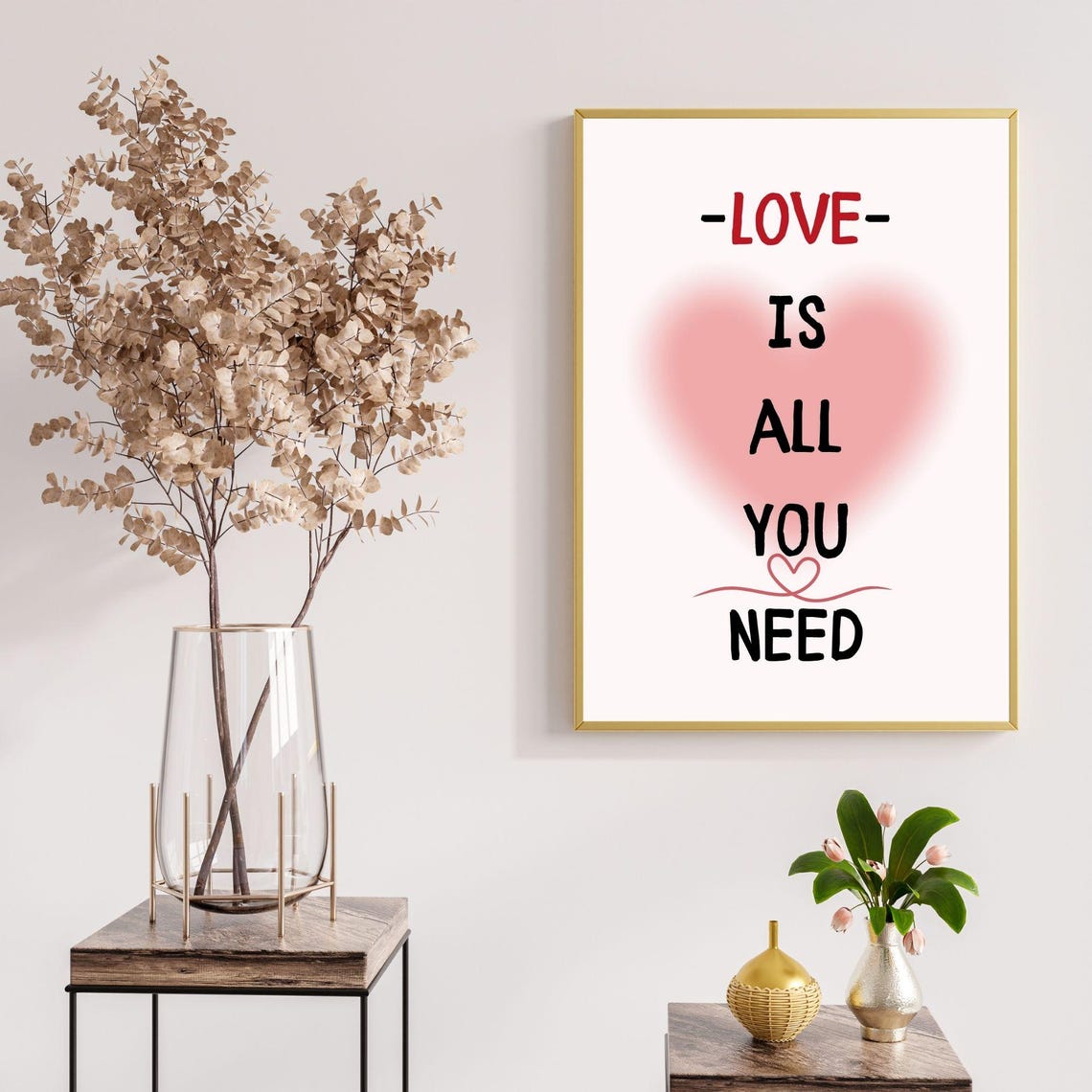 Love Is All You Need Red Heart Minimalist Romantic Typography Poster - Image 3