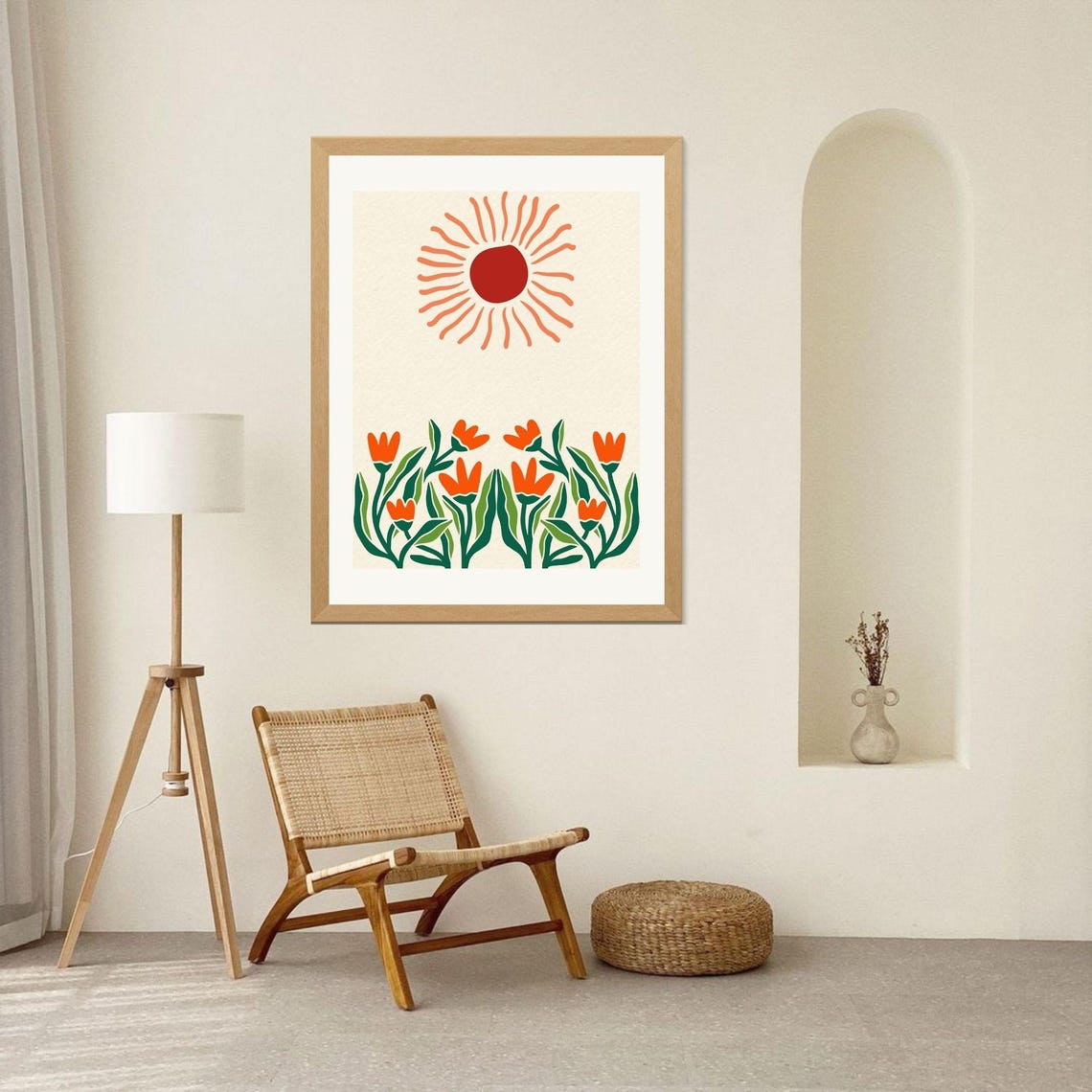 Matisse Inspired Sun And Orange Flowers Modern Abstract Wall Poster - Image 6