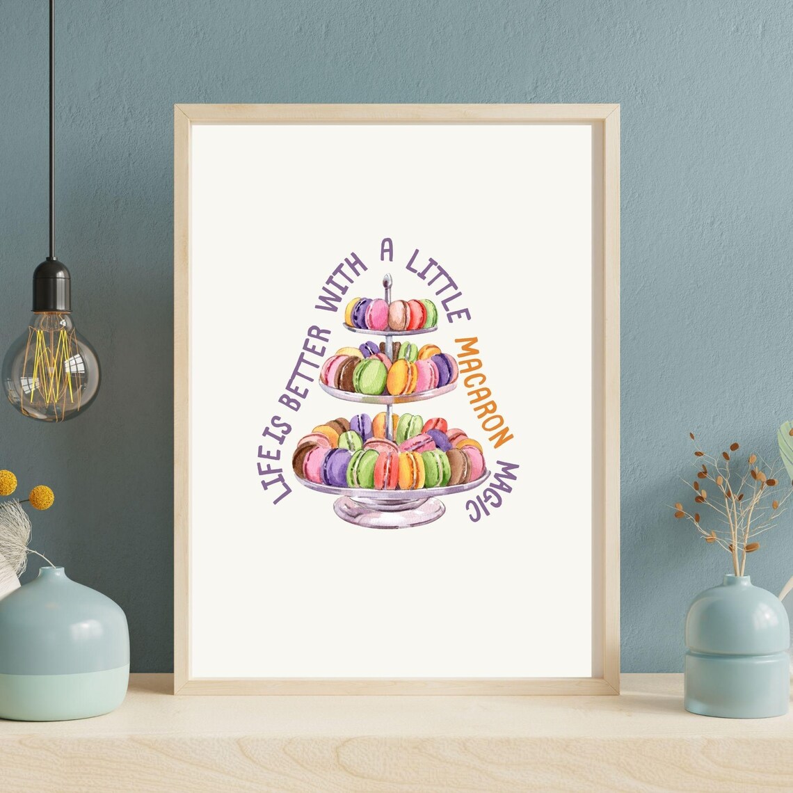 Life Is Better With A Little Macaron Magic Fun Colorful Kitchen Art Minimalist Kitchen Decor Positive Fun Wall Poster - Image 7