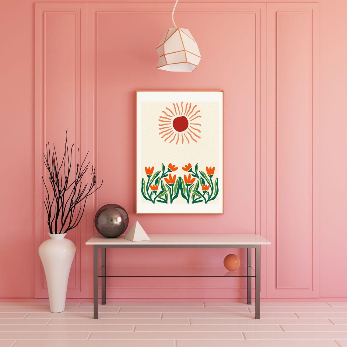 Matisse Inspired Sun And Orange Flowers Modern Abstract Wall Poster - Image 5