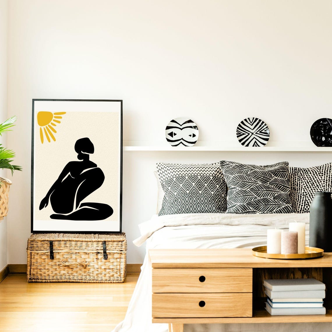 Matisse Inspired Black Female Silhouette Sun Modern Abstract Poster - Image 6