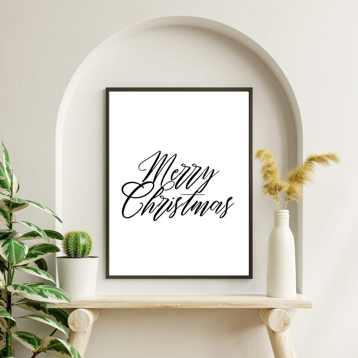 Merry Christmas Elegant Script Minimalist Holiday Decor Poster - Image 6