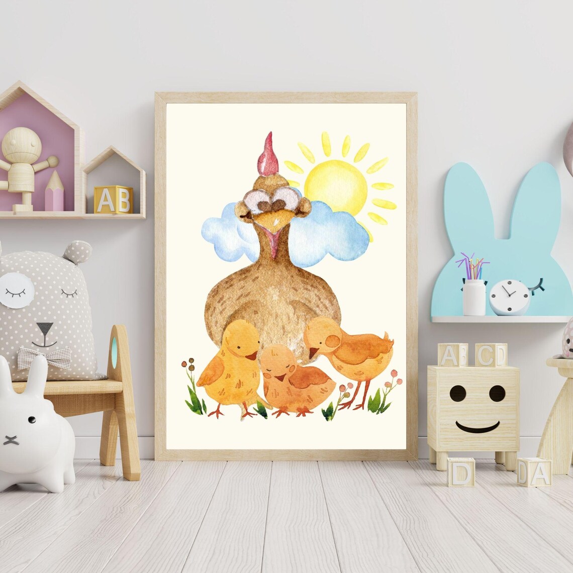 Heartwarming Chicken And Chicks Nursery Art Print