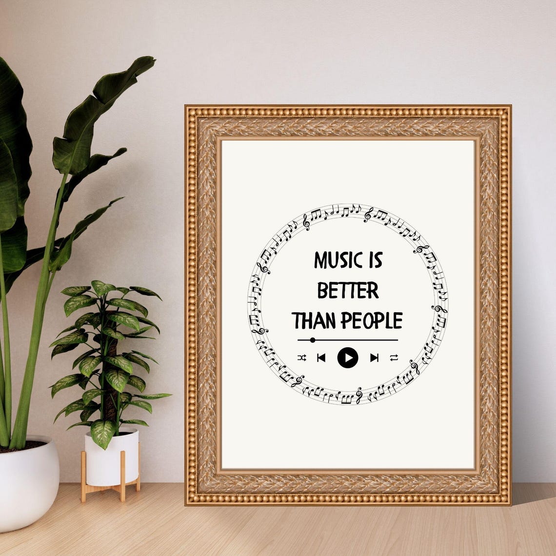 Music Is Better Than People Funny Music Lover Quote Notes Art Poster - Image 3
