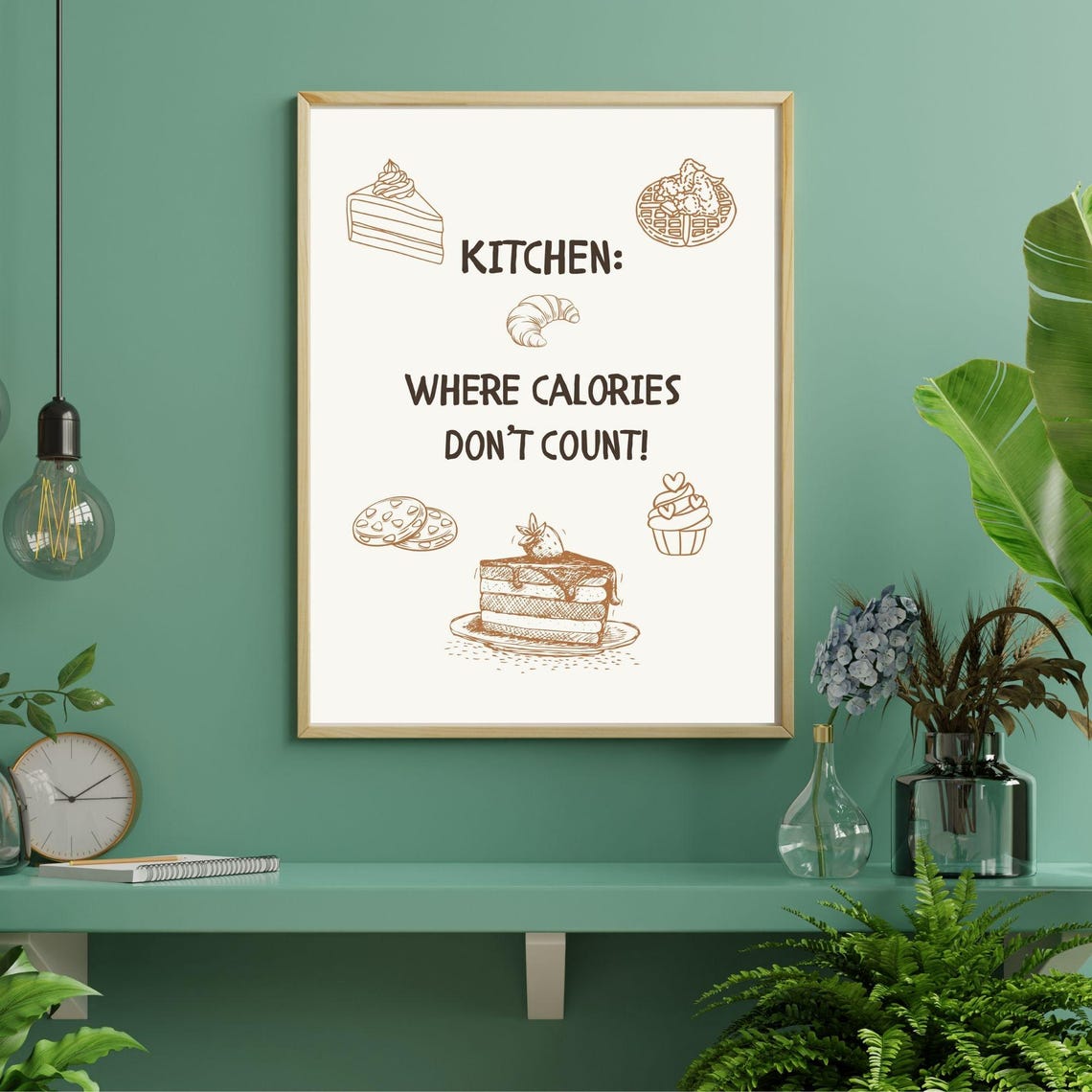 Kitchen Where Calories Dont Count Fun Wall Art Playful Kitchen Poster Cute Wall Decor Minimalist Wall Art - Image 2
