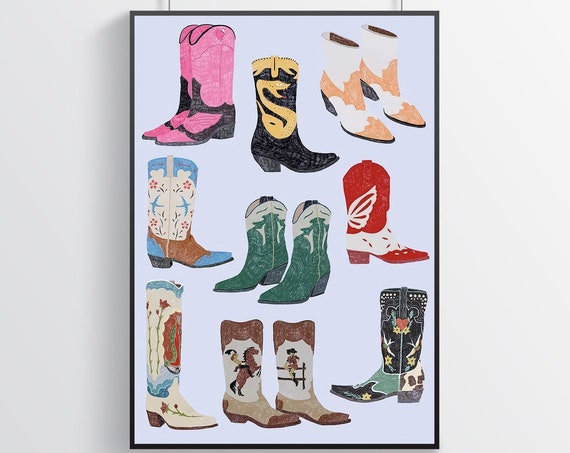 Cowboy Boots Vintage Poster Room Decor Printed Art Home Decor Wall Decor Famous Wall Art Poster Premium Print