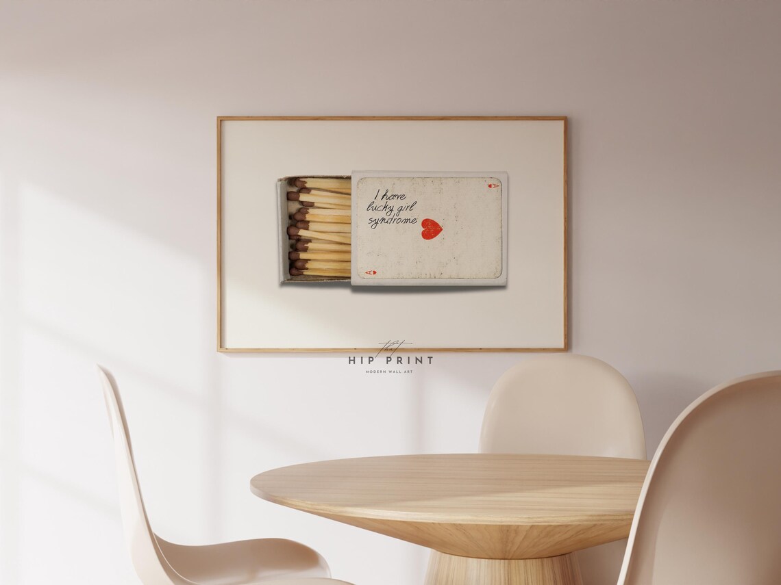 Lucky Girl Syndrome Trendy Matchbox Heart Retro Dorm Room Wall Art - Image 2