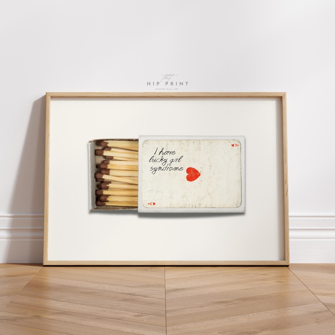 Lucky Girl Syndrome Trendy Matchbox Heart Retro Dorm Room Wall Art