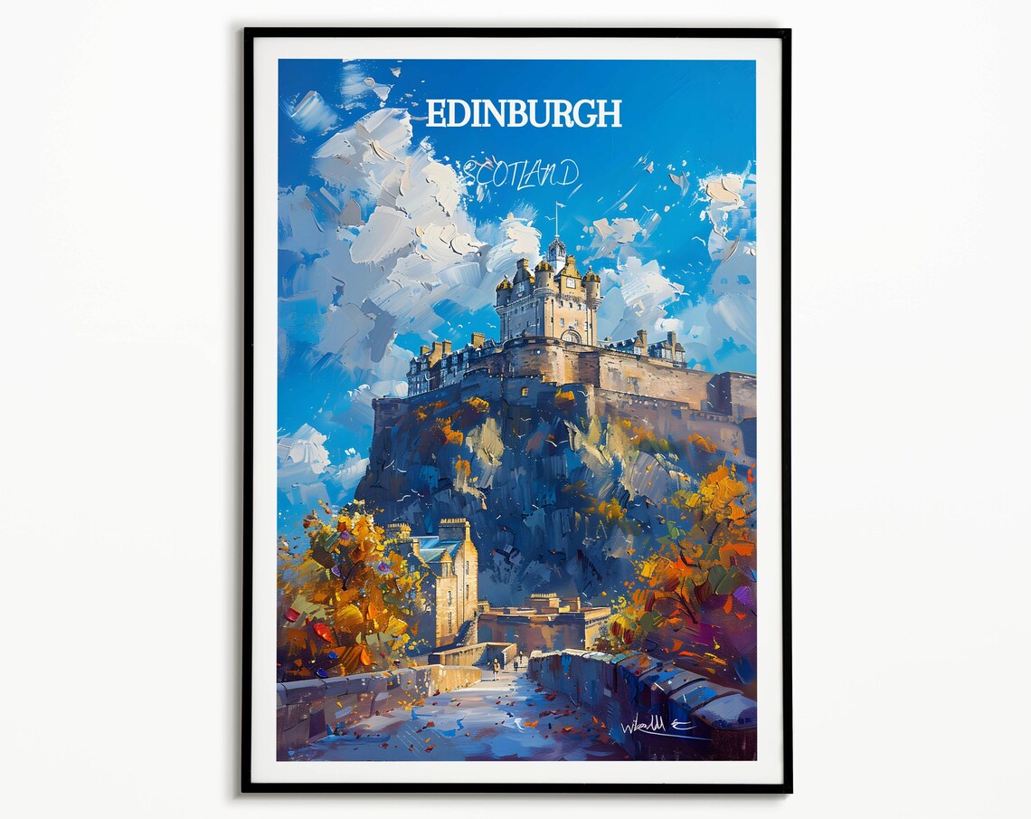 Edinburgh Castle Scotland Impressionist Painting Travel Poster