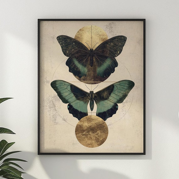 Butterfly Abstract Wall Art Butterflies Painting Artful Trendy Dark Academia Wall Decor Modern Home Decor Gift