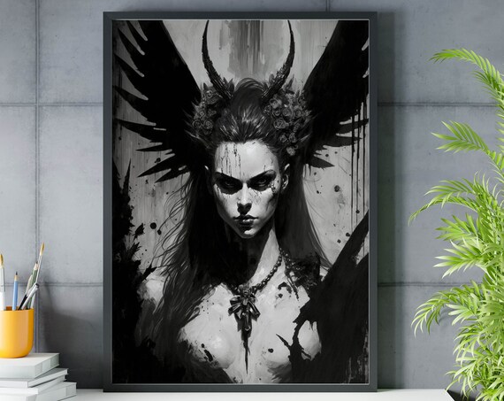 Dark Art Print Lilith Poster Print Goth Witch Wall Decor Gothic Home Decor Occult Poster Witchy Decor Pegan Decor Wiccan Art Gothic Gift
