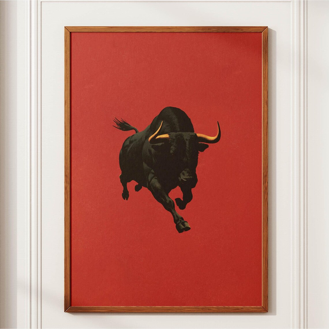 Black Bull Poster, Vintage Style Taurus Gift