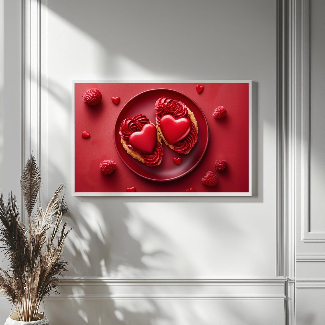 Red Heart Pastries Valentines Day Plate Dessert Art Frame TV Poster - Image 4