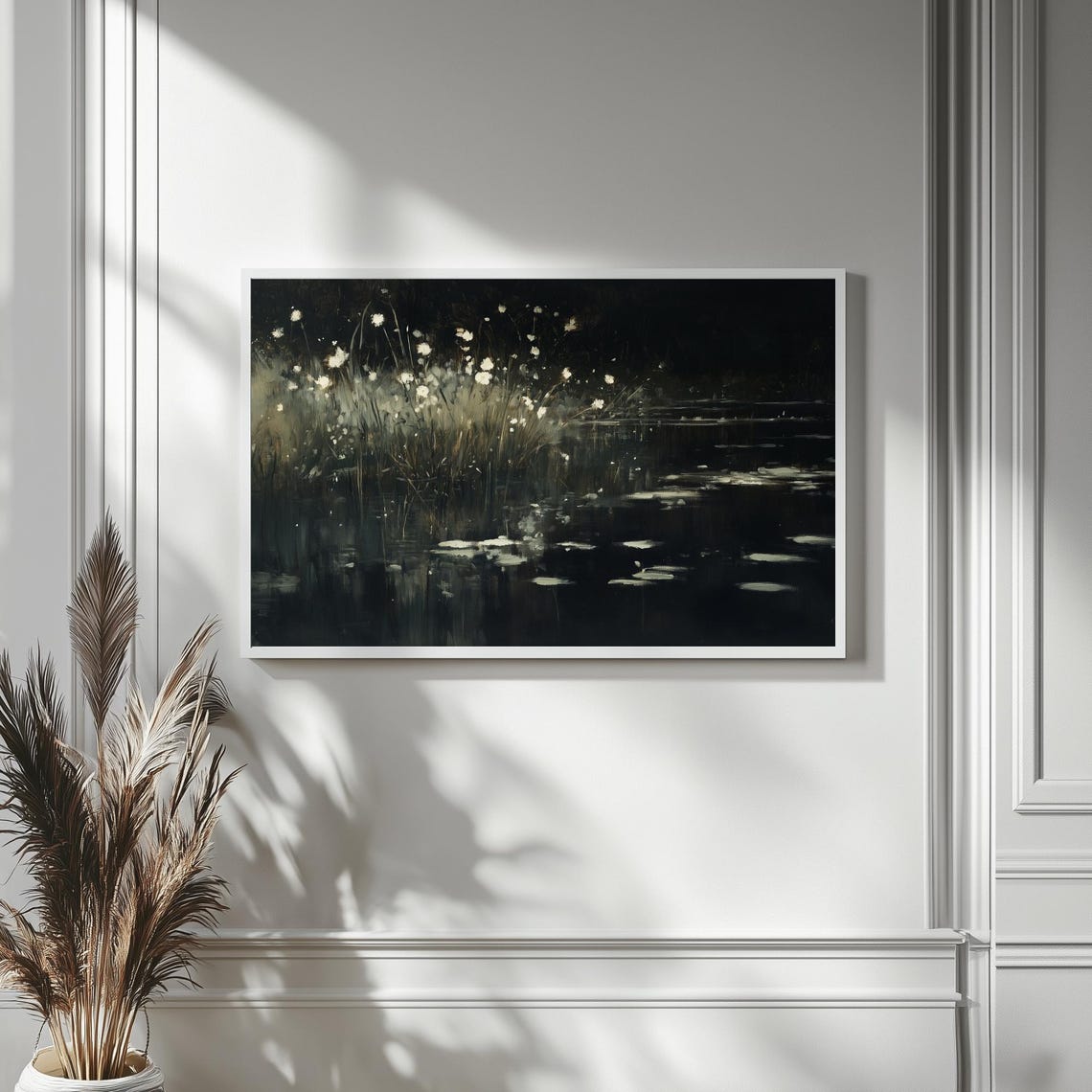 Moody Wildflowers Night Lake Botanical Painting Frame TV Poster - Image 4