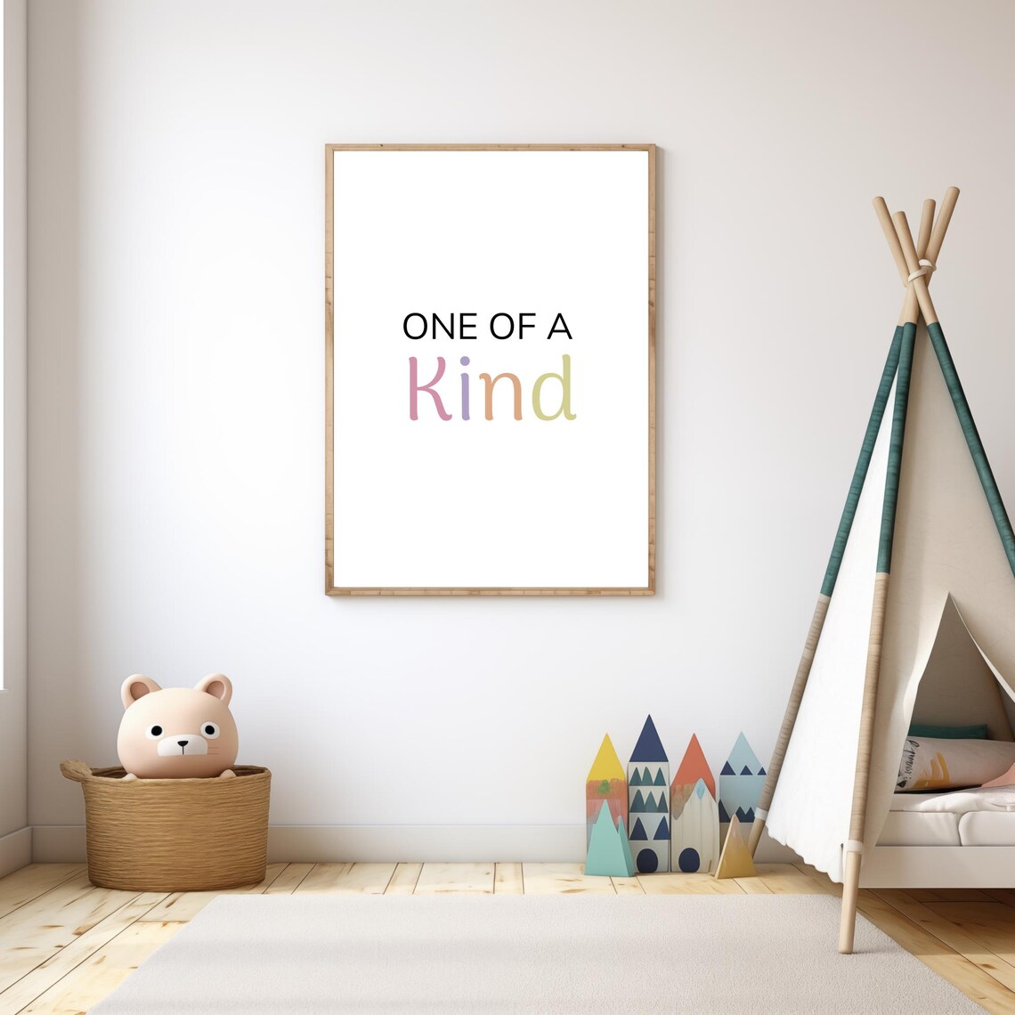 One Of A Kind Pastel Quote Nursery Minimalist Wall Art Poster - Image 4