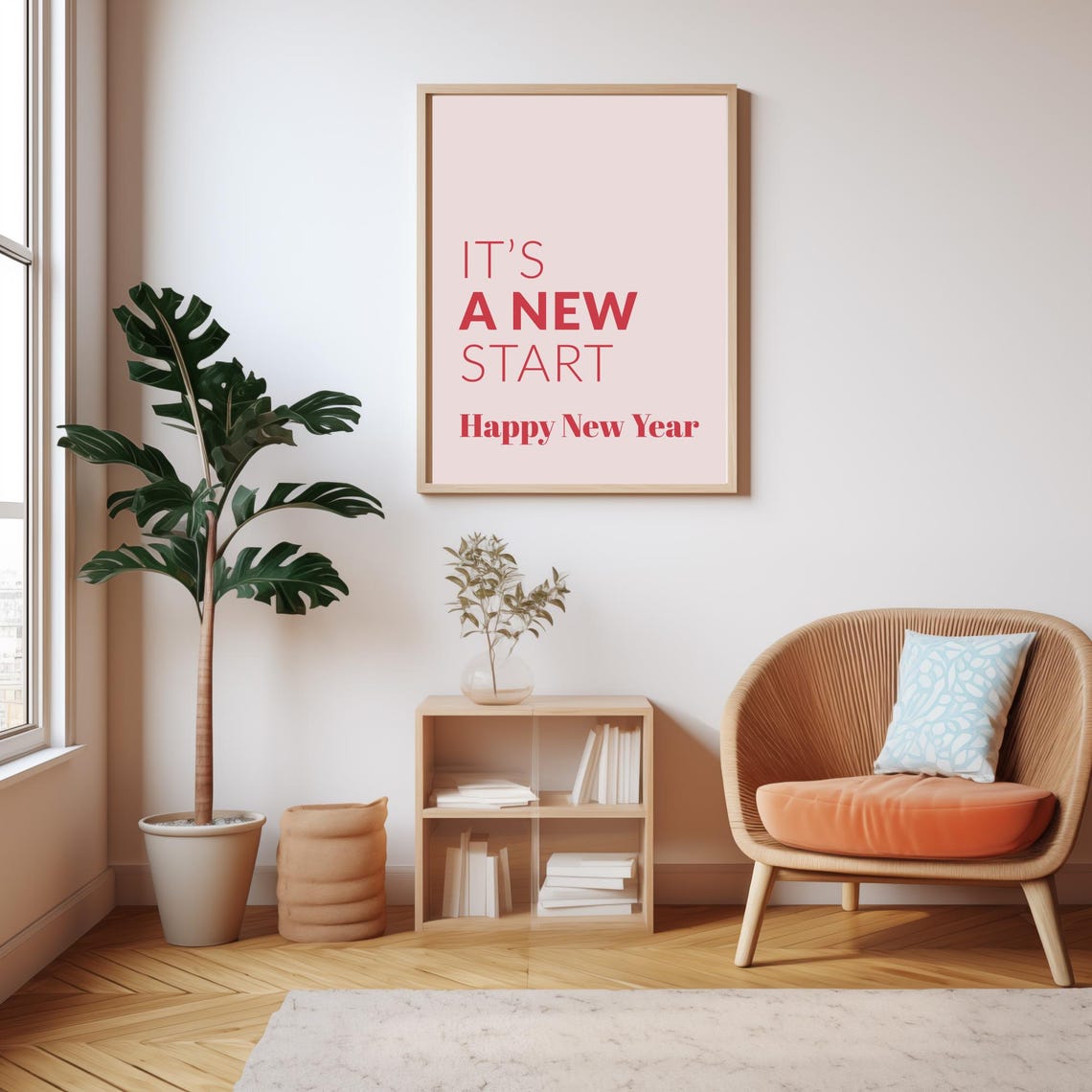 It's A New Start Happy New Year Pink Red Typography Party Poster - Image 5