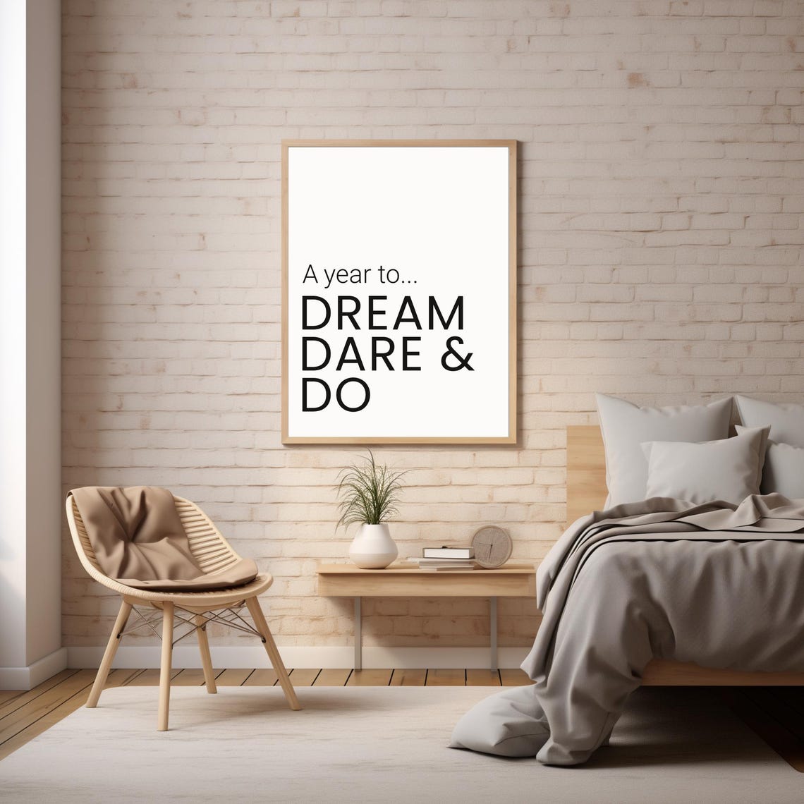 A Year To Dream Dare Do Minimal Black Typography New Year Poster - Image 4