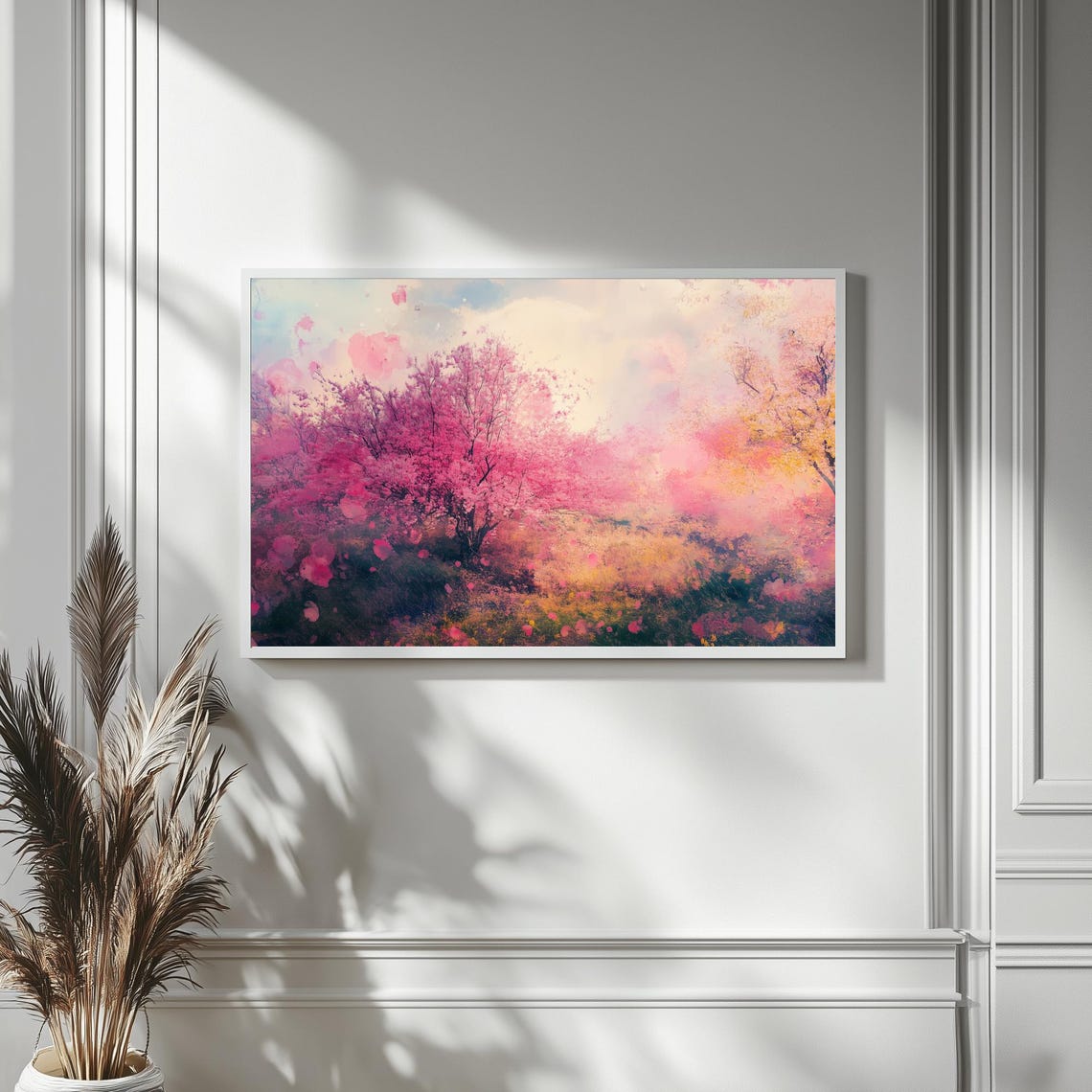 Cherry Blossom Spring Dreamy Pink Watercolor Bloom Nature Wall Art - Image 4