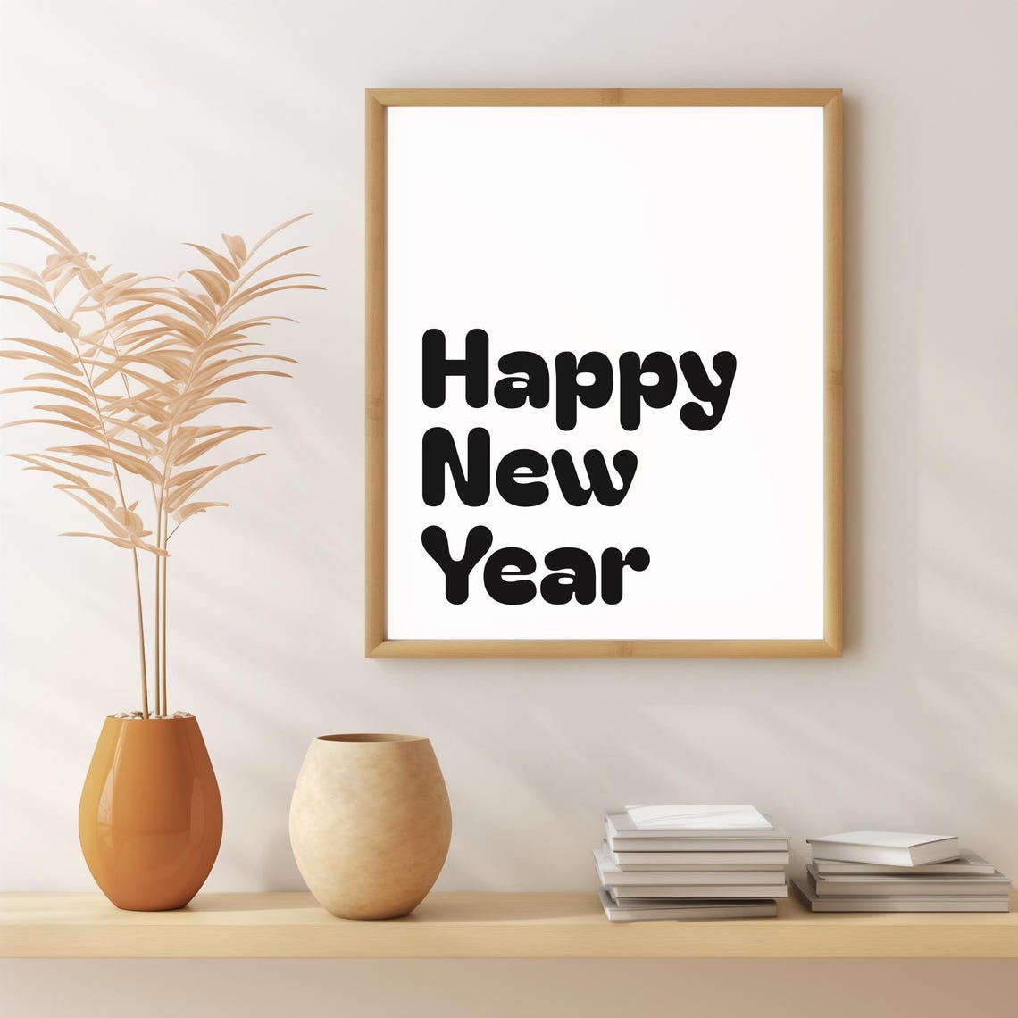 Happy New Year Bubble Letters Black White Retro Party Wall Poster - Image 2