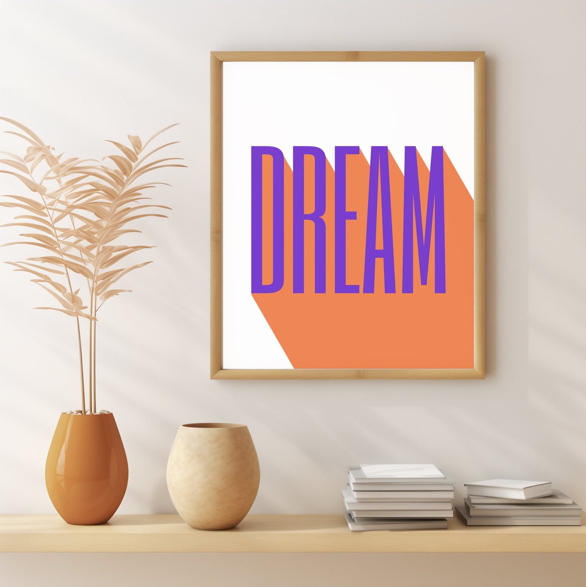 Dream Bold Retro Typography Purple Orange Modern Home Decor Print - Image 3