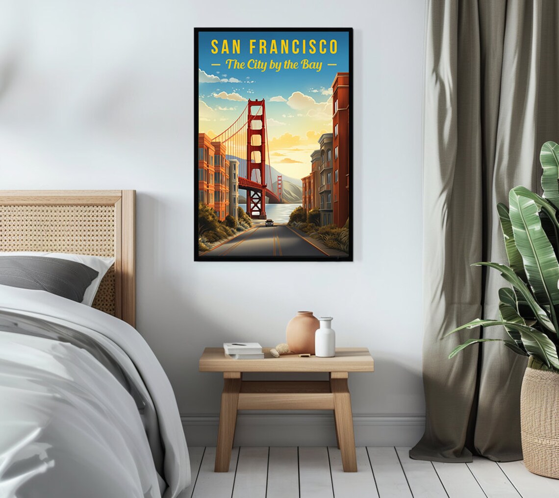 San Francisco City by the Bay Golden Gate Street Retro Travel Poster - Image 3