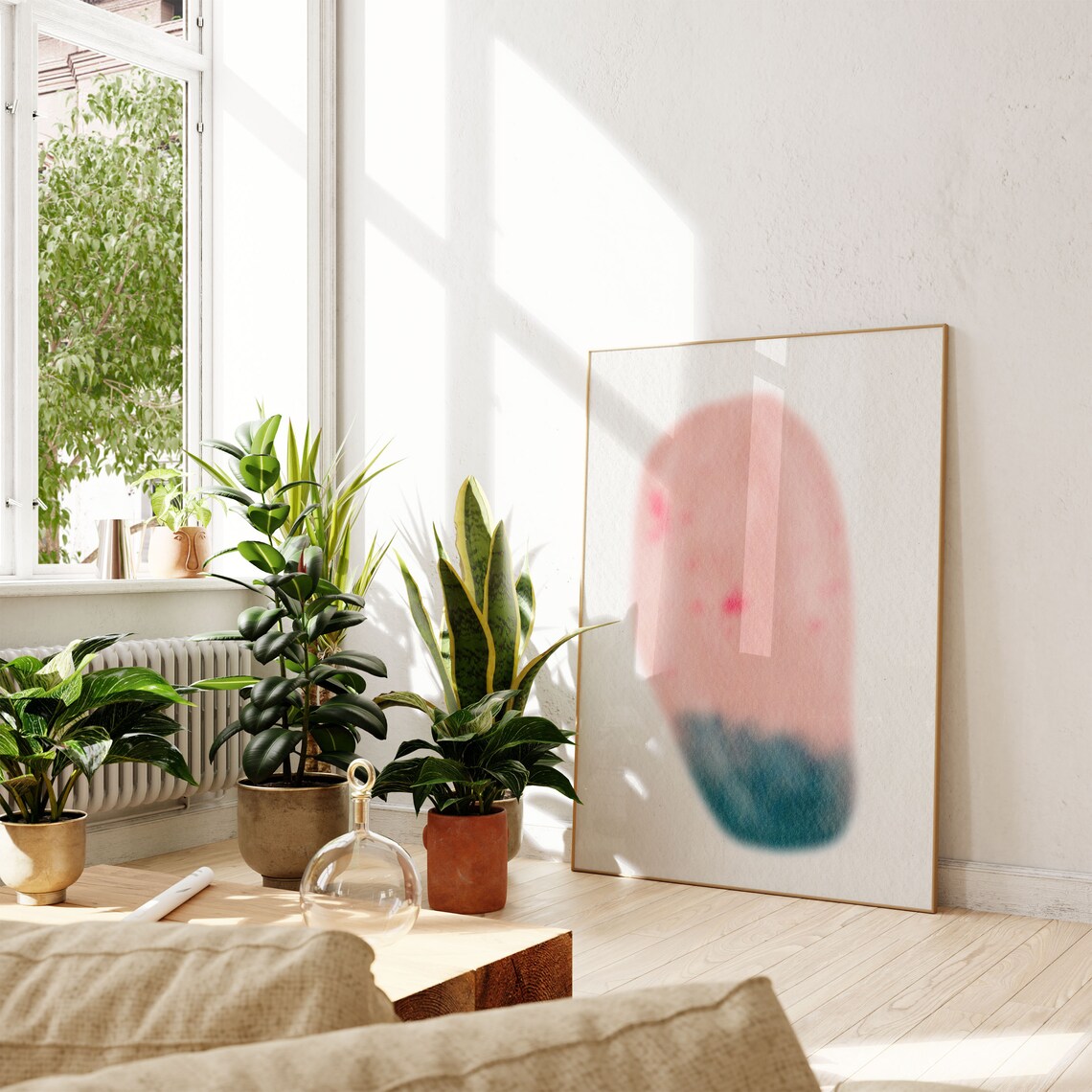 Pink Blue Watercolor Abstract Art Print