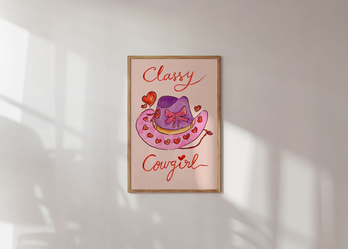 Cowgirl Colorful Print, Southern Western Wall Art