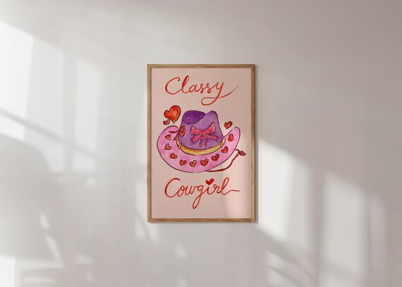 Cowgirl Colorful Print, Southern Western Wall Art
