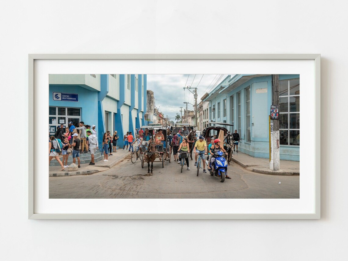 Latin American Street Scene Crowd Colonial Buildings Photo Poster